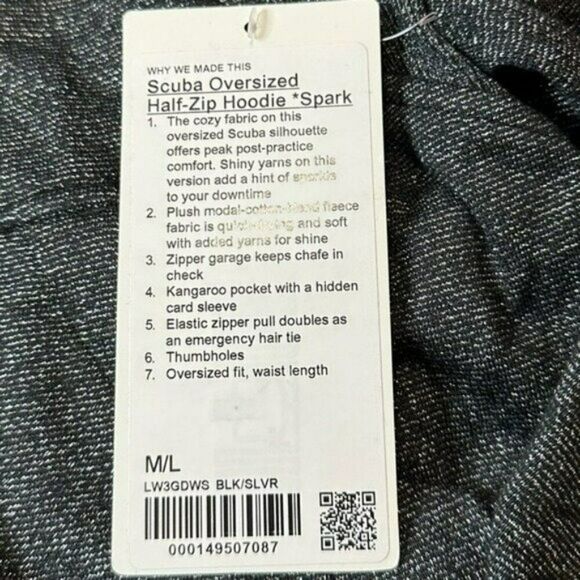 Lululemon Scuba Hoodie M/L NWT Black Silver Spark Sold Out Sweatshirt - Picture 3 of 5